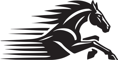 Tribal black and white horse head vector illustration featuring a wild animal silhouette with stylized dragon and lizard pattern elements for a tattoo logo design or nature emblem art