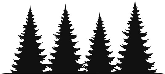 Seamless Black Silhouette of Evergreen Trees in a Row