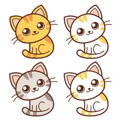 Obraz premium Cute Cat Cartoon Character Collection