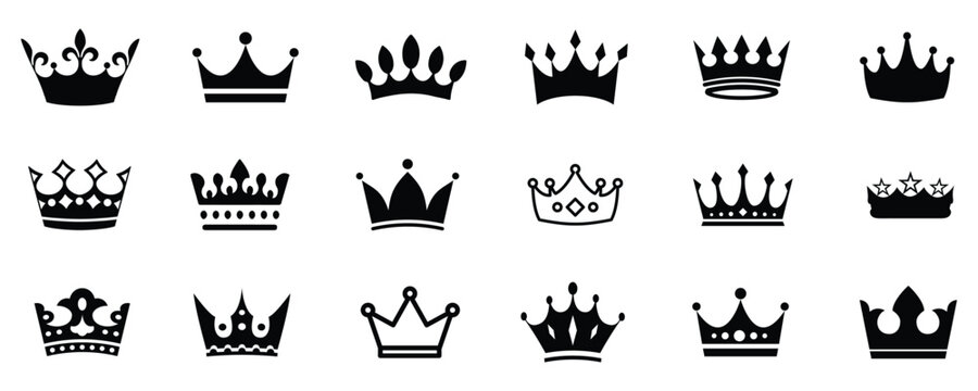 Crown icons set. Crown symbol collection. Vector illustration.