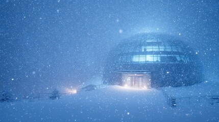 Snowy New Year wonder in a giant snow globe scene