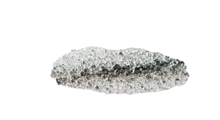 Extreme macro shot of shimmering silver metallic particles with iridescent reflections, scattered on a bright white background with ample copy space, elegant abstract texture background concept