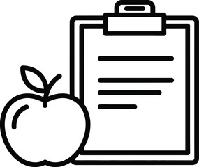 Healthy eating plan or diet record with a fresh apple for nutrition tracking