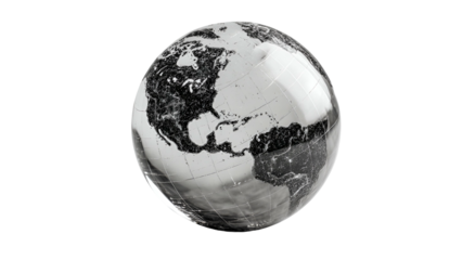 A grayscale rendering of planet Earth, emphasizing North and South America