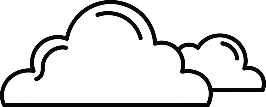 Simple line art drawing of two stylized clouds floating, depicting a weather element
