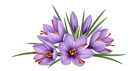 Obraz premium Vibrant Saffron Crocus Flowers With Red Stigmas. Natural Spice, Herbal Medicine, And Luxury Beauty Ingredient.