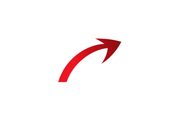 A curving red arrow pointing upward on a black background