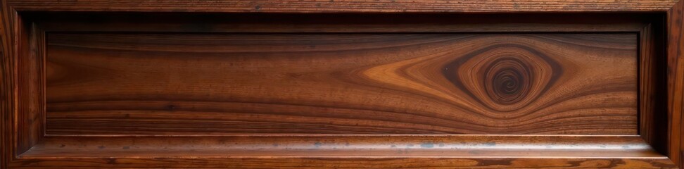 Elegant, dark stained walnut frame, smooth finish, mahogany, refined