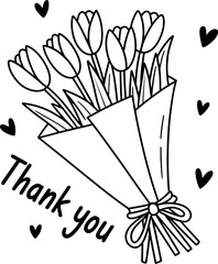 Thank You Tulip Bouquet Vector Illustration