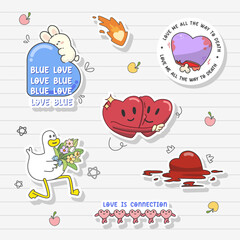 a pack of hand drawn love theme decorative sticker design for journal book