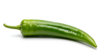 Fresh Green Chili Pepper Isolated on White