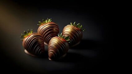 Delicious chocolate covered strawberries presented in a moody dark lighting setup