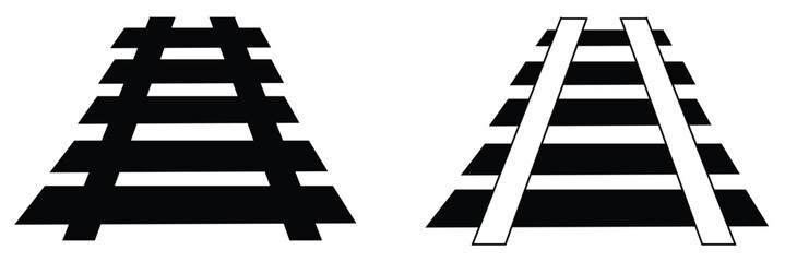 Railway Line, Rails Symbol, Train Tracks Sign, Railroad Pictogram, Railway Track Silhouette eps 10