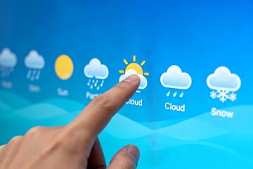 Generative AI Weather Icon Interface Showing Sun and Cloud Predictions