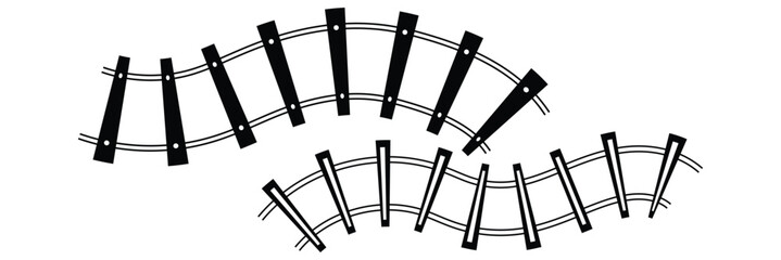 Railway Line, Rails Symbol, Train Tracks Sign, Railroad Pictogram, Railway Track Silhouette eps 10