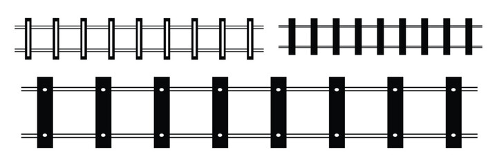 Railway Line, Rails Symbol, Train Tracks Sign, Railroad Pictogram, Railway Track Silhouette eps 10