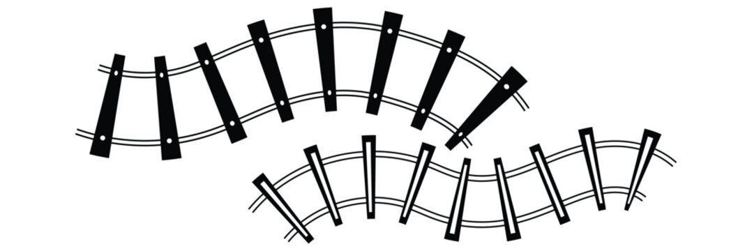 Railway Line, Rails Symbol, Train Tracks Sign, Railroad Pictogram, Railway Track Silhouette eps 10