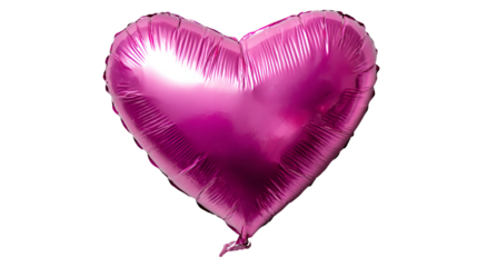 A vibrant, metallic pink heart-shaped balloon against a stark black background
