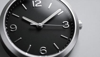 Close Up Modern Analog Clock, Minimalist Wall Watch with Moving Hours and Minute Hands - Time Animation