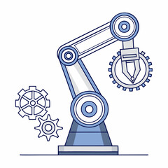 Futuristic Robotics Vector Illustration &ndash; AI Automation and Industrial Technology Concept