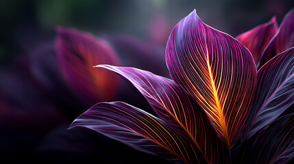 ltra-realistic macro photograph of large tropical leaves forming an abstract layered background, overlapping broad leaves with pronounced natural veins and fine ribbed texture, dee