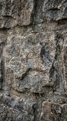 Ultra detailed stone wall texture with realistic surface imperfections. Neutral vertical background adding depth and natural realism.