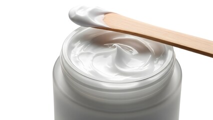 Luxury skincare cream and applicator for beauty spa and wellness promotions on white