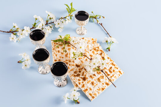 Passover celebration with matzah and floral accents