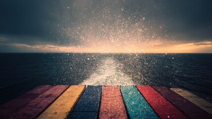 Seas shimmering New Year particles