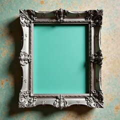 Elegant silver frame, ornate design on textured background, illustration, vignette, brochure