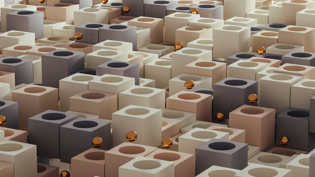 Luxury gold abstract sphere background with geometric shapes in motion