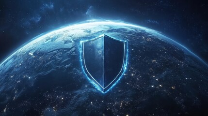 Cyber security global digital shield around the Earth
