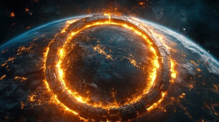 Cyber security global digital shield around the Earth