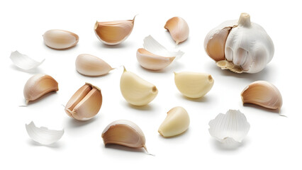 Garlic Cloves Isolated on White Background