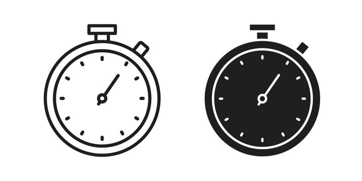 Stopwatch icon flat simple icon. Liner version - stock vector.