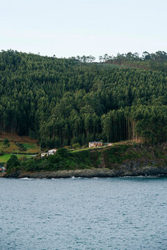 Coastal landscape view in Viveiro Ria, Lugo, Spain