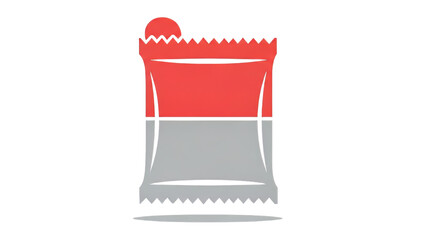 A red and gray package on a white background is viewed from the front