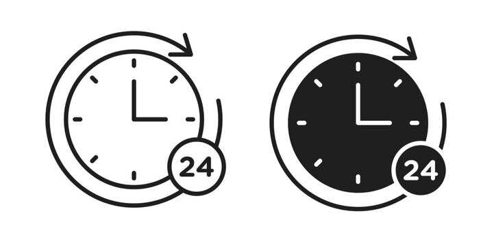 Time twenty four icon flat simple icon. Liner version - stock vector.