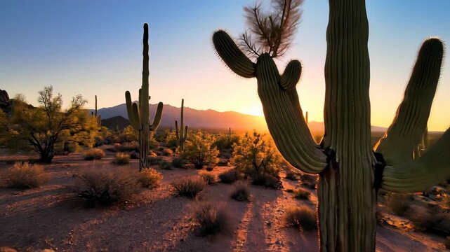 Majestic saguaro cactus stands tall in Arizona desert landscape capturing the serene essence of American Southwest freedom adventure exploration discovery nature great outdoors perfect for.