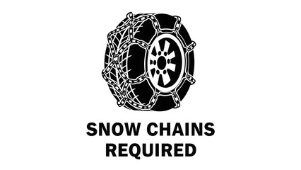 Tire with snow chains required for safe winter driving conditions