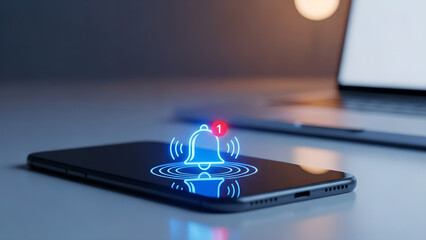 Smartphone Notification Bell Icon Blue Digital Alert