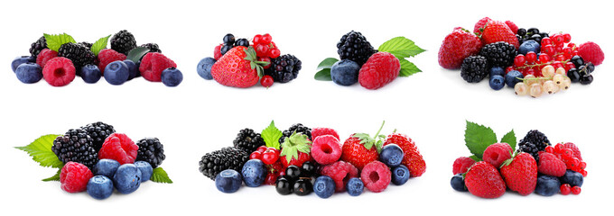 Mix of fresh berries isolated on white, collection © New Africa