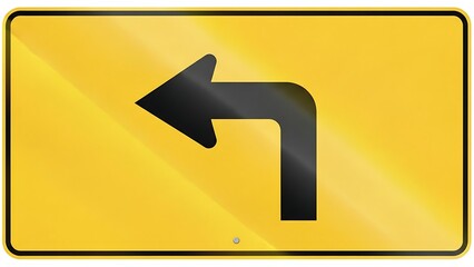 Directional arrow sign pointing left on yellow background