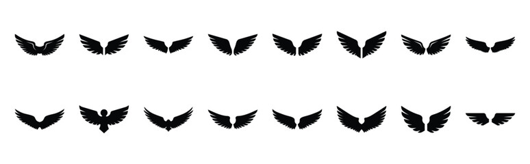 Fototapeta premium First Day of Black History Month freedom wings spread silhouette icon set