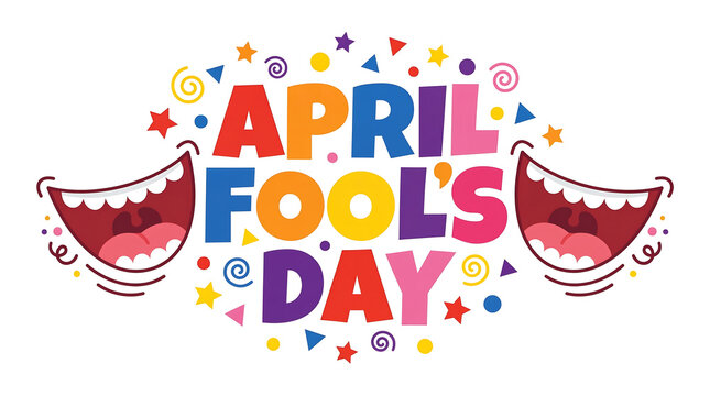 Colorful April Fools Day Typography with Playful Elements for Holiday Celebrations