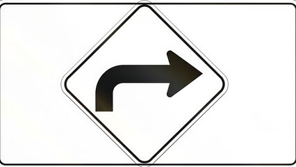Directional road sign with black arrow pointing right on white background