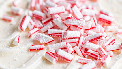 Close-Up of Red and White Candy Cane Pieces