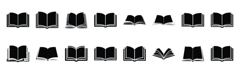 First Day of Black History Month legacy book open silhouette icon set