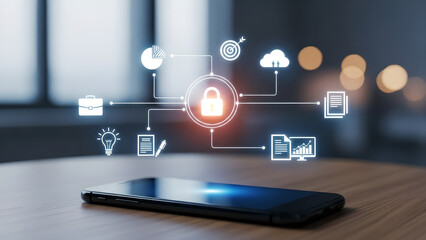 Cybersecurity Data Protection Mobile Phone Network Business Technology Concept