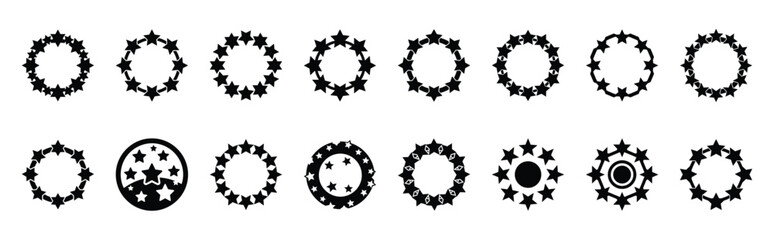 First Day of Black History Month unity circle stars silhouette icon set